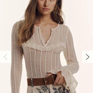 Anthropologie Cream Lace Blouse